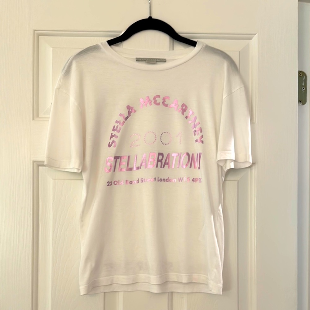 Stella McCartney White and lavendar Graphic Tee